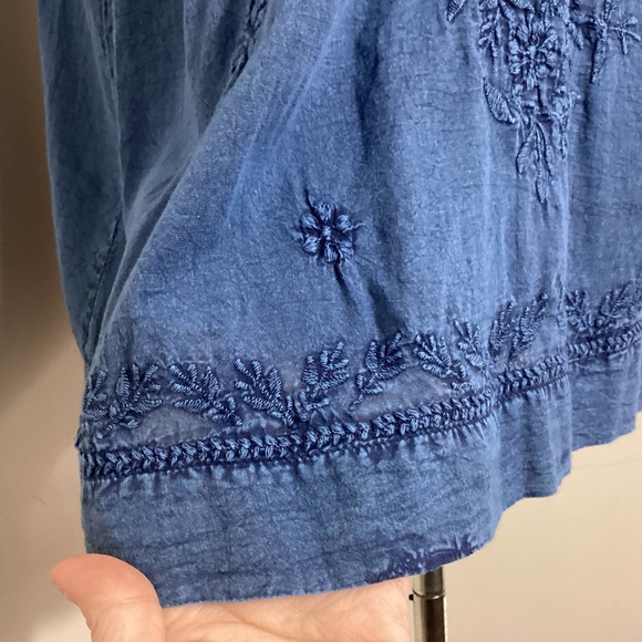 L’affaire Chambray Embroidered Boho Top Size M - Picture 10 of 14